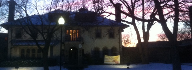 Pollock House @ UWO on a winter's evening with a slight sunset